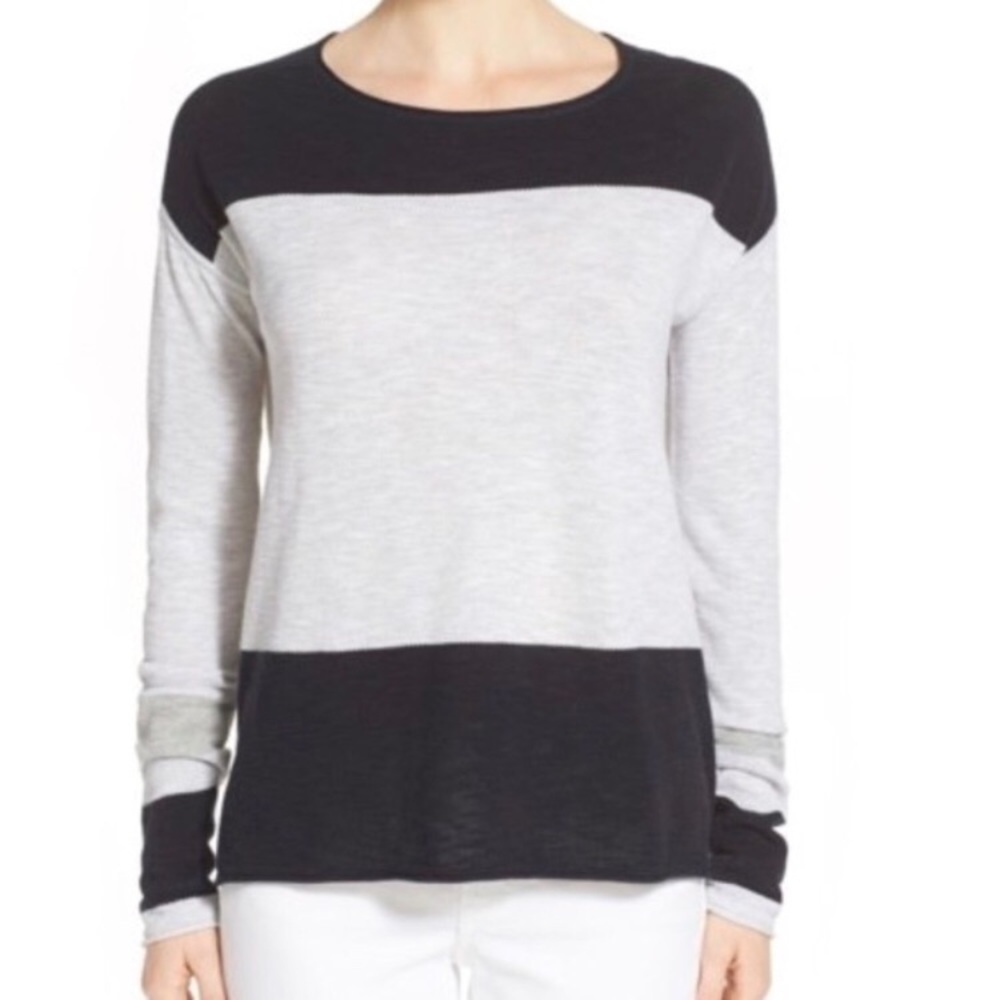 VINCE • Iceberg Colorblock Knit Panel Sweater Top